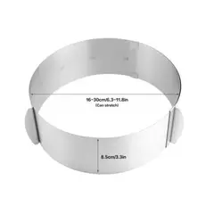 GENERICO - Molde Aro Ajustable Tortas Repostería 15 A 30 Cm Inoxidable