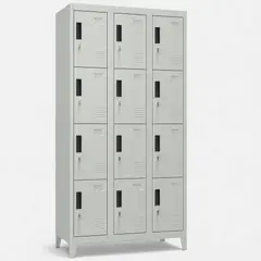 METANEK AMERICAN DESIGN - Casillero Locker Metalico Metanek 3 Cuerpos 12 Puertas Gris PLML-12-3