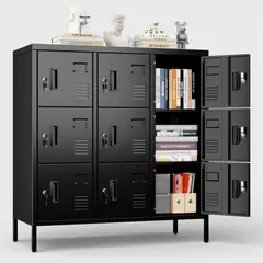 METANEK AMERICAN DESIGN - Casillero metalico bajo 9 puertas - 9DKL-BLACK