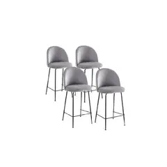 MOAD - Pack 4 Taburetes Alto para Barra y Cocina Tokio Bar Lino Acero Negro 64 cm