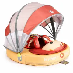 MAMBOBABY - Flotador de Pecho para Bebé con Sombrilla Quitasol UV León Amarillo