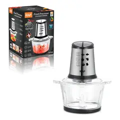 RAF - Picador Procesador De Alimentos 800w 2l Vidrio Función Pulsar Negro R.7046