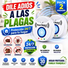 MOVI - SHIELDHOME™ Pack 2 Repelentes Ultrasónicos Contra Insectos y Roedores - Protege tu hogar 24/7 (Pest Reject Pro)