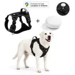 GENERICO - Arnés Reflectante para Perros con Localizador Android Incluido - Negro Talla L