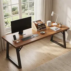 VIDITA - Escritorio Oficina 140cm Tablero Grueso 30mm Estructura Metálica Metal Madera