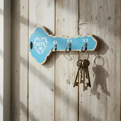 NEWTREE - Porta Llaves De Madera Azul Para Pared