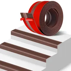 TSKY CHILE SHOPPING - 3mts Vinilo Antideslizante para Nariz de Escalera, Peldaño de Escalera Antideslizante Adhesivo Protector de Borde,Marrón