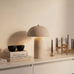 SANTU HOME & DECO - Lámpara de Mesa Mushroom Cerámica Blanca