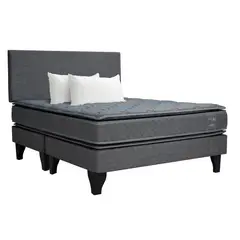 CELTA - Cama Europea Sevilla 2 pl x 2 mt BD + Respaldo + Pack Almohadas 50x70 cm