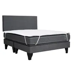 CELTA - Cama Europea Sevilla King + Respaldo + Cubrecolchón Impermeable