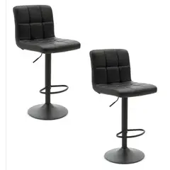 ARTIHOGAR - Pack Sillas Bar Milan Taburete Ecocuero color Negro/Negro
