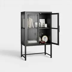 METANEK AMERICAN DESIGN - Vitrina bajo 2 puertas 2 niveles linea black - SC-DC-F002