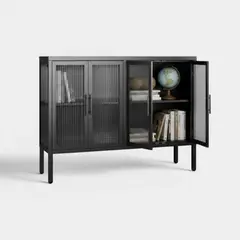METANEK AMERICAN DESIGN - Vitrina baja 4 puertas 2 niveles linea black - SC-DC-F005