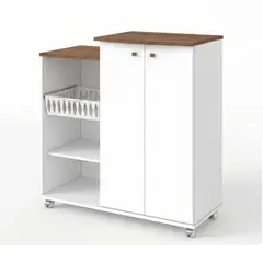 BE DESIGN - Mueble Auxiliar De Cocina Con Ruedas Blanco