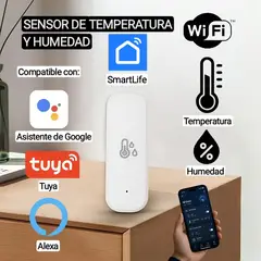 GENERICO - Sensor de Temperatura y Humedad WiFi. Google, SmartLife. No requiere hub. Sensor inteligente.