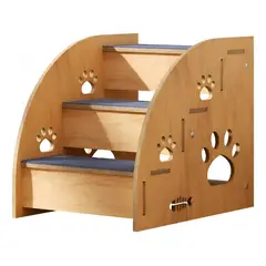 GENERICO - Escalera De Madera Para Perros Pequeños 3 Escalones Marrón