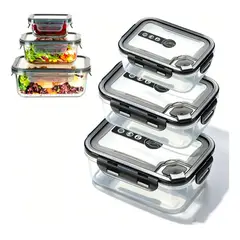 TNAKIEX - Set 3 Taper Tupper Hermético Comida (0.4l+0.8l+1.4l)gris