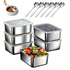 TNAKIEX - Recipientes Herméticos De Acero Inoxidable Para Cocina 6pzs