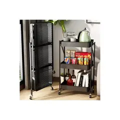 GENERICO - Organizador Carro Plegable Multiuso De 3 Niveles - Negro