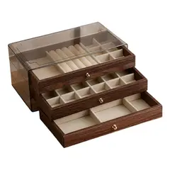 GENERICO - Joyero Organizador De Joyas Acrílico/madera 3 Cajones Ld1032