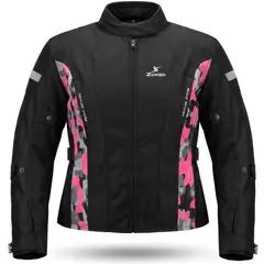 GENERICO - Chaqueta de Moto Mujer Air Flow Camuflaje Rosa Negra