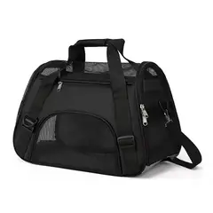 GENERICO - Bolso Transportador Respirable Mascotas Pequeñas color Negro