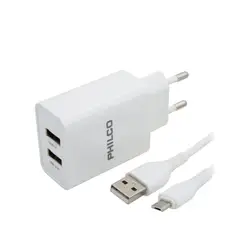 PHILCO - Cargador 2usb Carga Rápida 2.1a Conector Tipob R2100