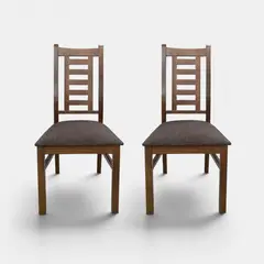 GENERICO - Pack 2 Sillas Walnut de Madera Pino Color Miel, Tapiz Café
