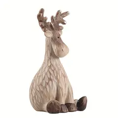 VATYERTY - 1 pieza de adorno de escultura de alce de resina creativo pintado a mano