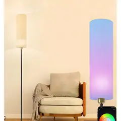GENERICO - Lámpara De Pie Moderna RGB Foco Inteligente WiFi App Control Blanco Negro