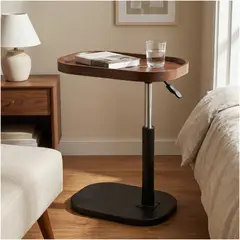 HOMER DESIGN - Mesa Lateral Jacinta Altura Ajustable Resistente Con Piston Marrón