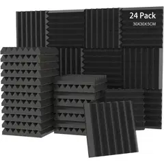 TSKY CHILE SHOPPING - 24 pcs Paneles Acústicos Autoadhesivo,30x30x5cm Paneles de Espuma Acustica,Esponja Acustica