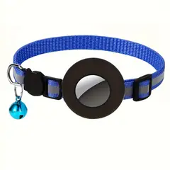VATYERTY - Collar reflectante para gatitos con soporte para GPS y timbre Azul