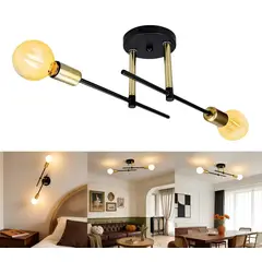 ANENG - Lamparas De Techo Soporte Vintage 2 Luz E27 Interior Retro (no Incluidas Bombillas)