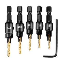 GENERICO - 5 Uds Brocas Avellanadores Madera Carpintería