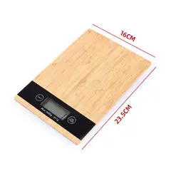 GENERICO - Pesa Cocina Digital Rectangular 5 Kg Efecto Bambu Pilas