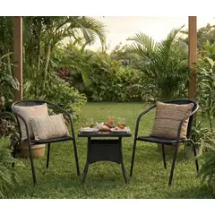 IDEEHOUSE - Set 4 Sillas Para Terraza Y Jardin Ratan Marrón Oscuro
