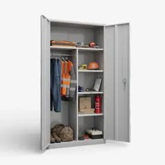 METANEK AMERICAN DESIGN - Armario Metalico 2 puertas con repisas y barra colgar - Linea Gray FC-05