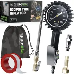 RHINO USA - INFLADOR / Manómetro Heavy Duty de Presión 100 PSI para Neumáticos