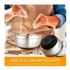 ESHOPANGIE - 3 Bowls Con Tapa Acero Inoxidable Y Base Antideslizante