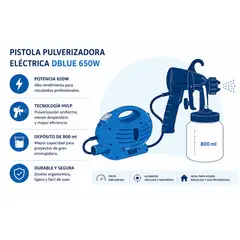 GENERICO - Pistola De Pintar Rociadora Eléctrica Compresor 650w Y 800ml