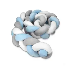 GENERICO - Protector De Cuna Trenzado Chichonera Bebe Algodon Suave Azul