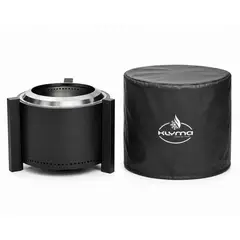 KLYMA - Fogon Brasero Sin Humo 65cm PATAGON Black + Funda Para Patio Jardin Terraza