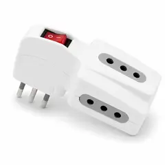 MACROTEL - Adaptador Triple Enchufe 10A Con Interruptor 1500W Blanco