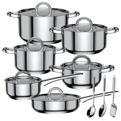 MOON - Batería de Cocina Acero Inoxidable 15 Piezas Juego de Ollas Stark