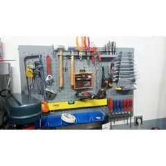 SIMONRACK - Panel Perforado PanelClik 1200x400 Gris + 8 Ganchos
