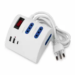 MACROTEL - Zapatilla Electrica 3 Tomas 2 Usb Usb C 2 Metros