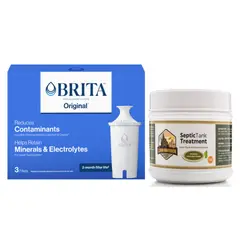 BRITA - Purificador Agua Filtro 3 Un + Bacterias Inodoro Pozos Fosas