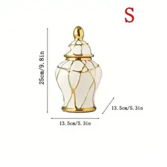 GENERICO - Jarrón de Cerámica Decorativa con Tapa – Elegancia y Lujo Ligero para tu Hogar, 25 x 13.5 cm