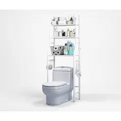 IRM - Organizador Baño Sobre Inodoro Repisa 3 Niveles Estante Toallero Metalico
